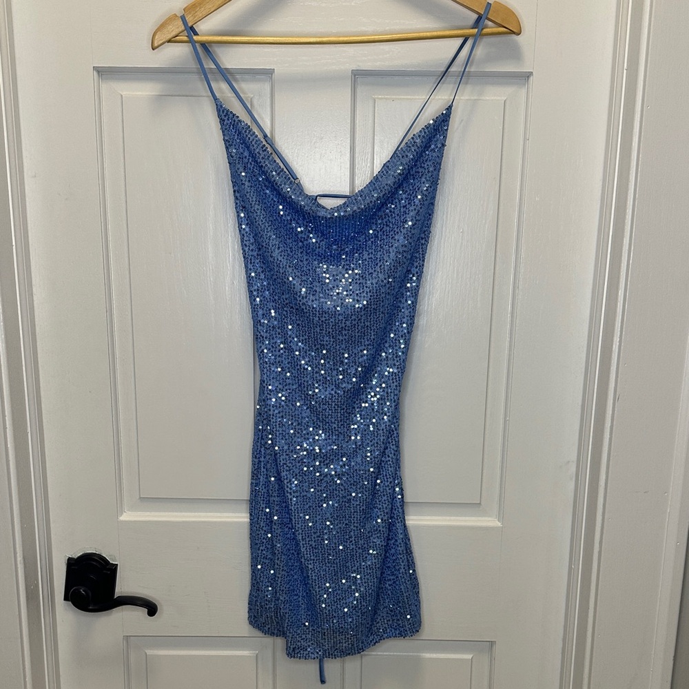 Sparkling Blue Sequin Mini Dress (C)